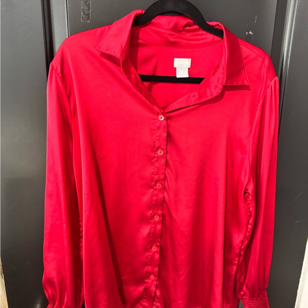 Chico's Vibrant Red Button Down Shirt